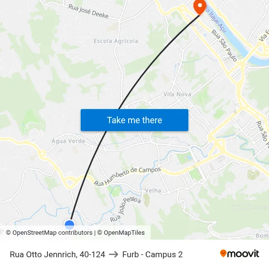 Rua Otto Jennrich, 40-124 to Furb - Campus 2 map