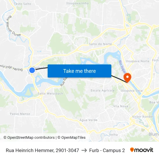 Rua Heinrich Hemmer, 2901-3047 to Furb - Campus 2 map