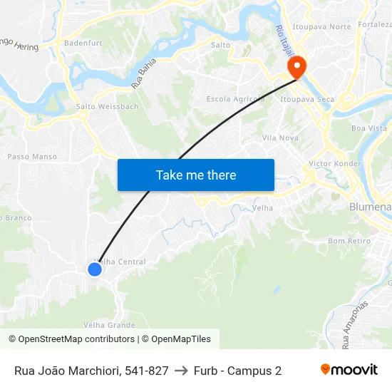 Rua João Marchiori, 541-827 to Furb - Campus 2 map