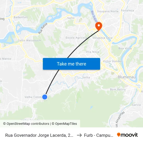 Rua Governador Jorge Lacerda, 2365 to Furb - Campus 2 map