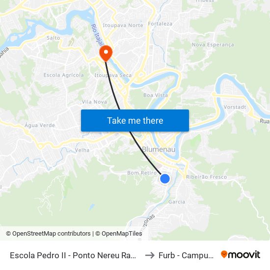 Escola Pedro II - Ponto Nereu Ramos to Furb - Campus 2 map