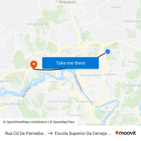 Rua Cd De Parnaiba, 364 to Escola Superior Da Cerveja E Malte map