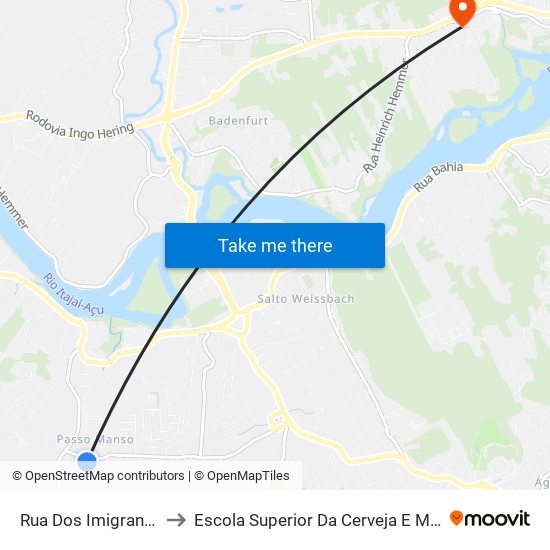 Rua Dos Imigrantes to Escola Superior Da Cerveja E Malte map