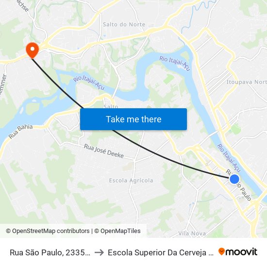 Rua São Paulo, 2335-2507 to Escola Superior Da Cerveja E Malte map