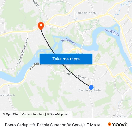 Ponto Cedup to Escola Superior Da Cerveja E Malte map