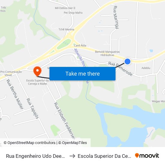 Rua Engenheiro Udo Deeke, 2003-2049 to Escola Superior Da Cerveja E Malte map