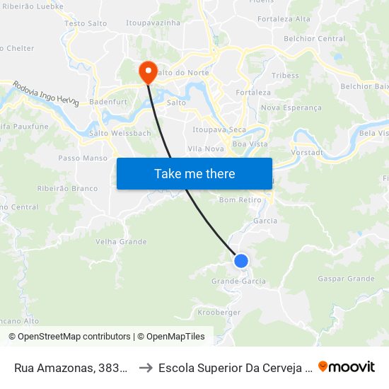 Rua Amazonas, 3831-3877 to Escola Superior Da Cerveja E Malte map