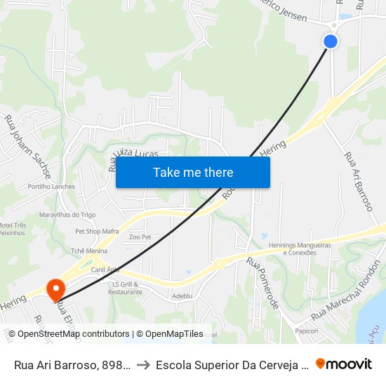 Rua Ari Barroso, 898-1080 to Escola Superior Da Cerveja E Malte map