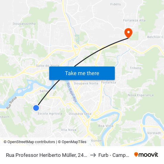 Rua Professor Heriberto Müller, 244-300 to Furb - Campus 5 map