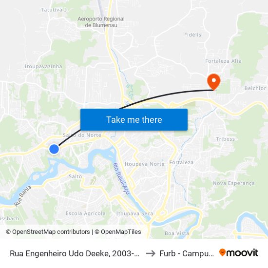 Rua Engenheiro Udo Deeke, 2003-2049 to Furb - Campus 5 map