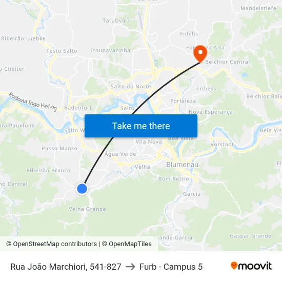 Rua João Marchiori, 541-827 to Furb - Campus 5 map