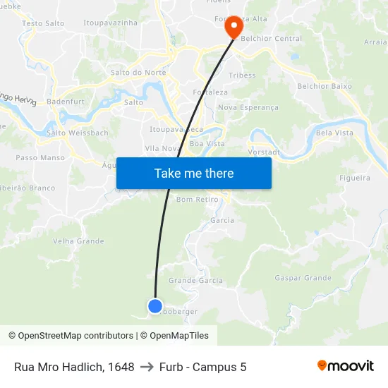 Rua Mro Hadlich, 1648 to Furb - Campus 5 map