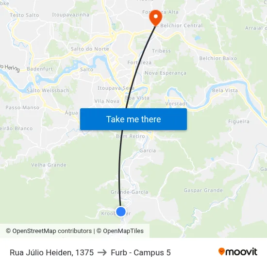 Rua Júlio Heiden, 1375 to Furb - Campus 5 map