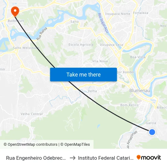 Rua Engenheiro Odebrecht, 986 to Instituto Federal Catarinense map