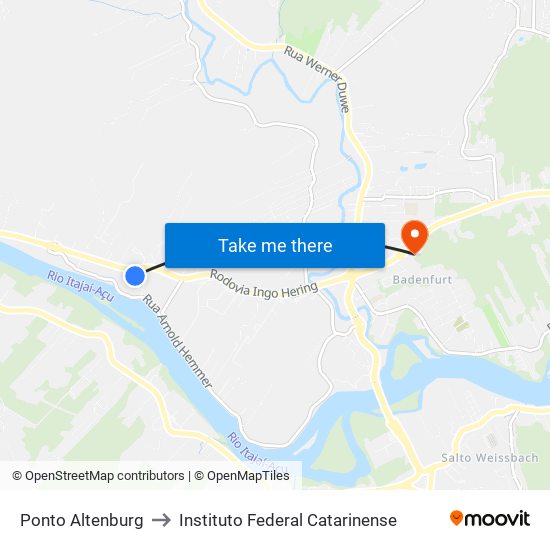 Ponto Altenburg to Instituto Federal Catarinense map