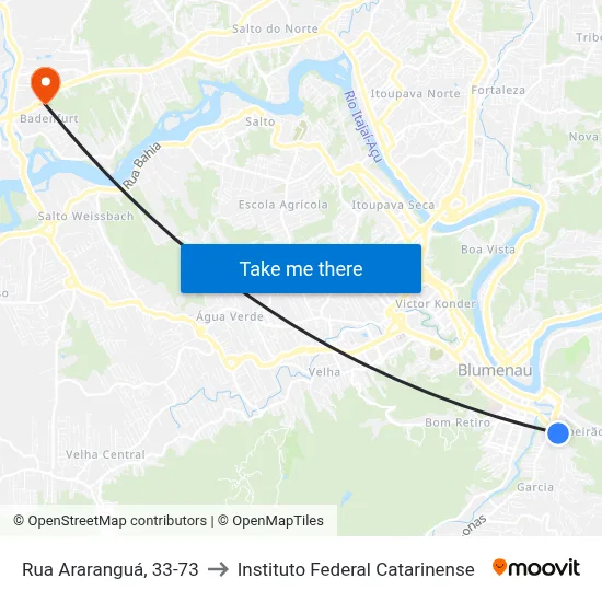 Rua Araranguá, 33-73 to Instituto Federal Catarinense map