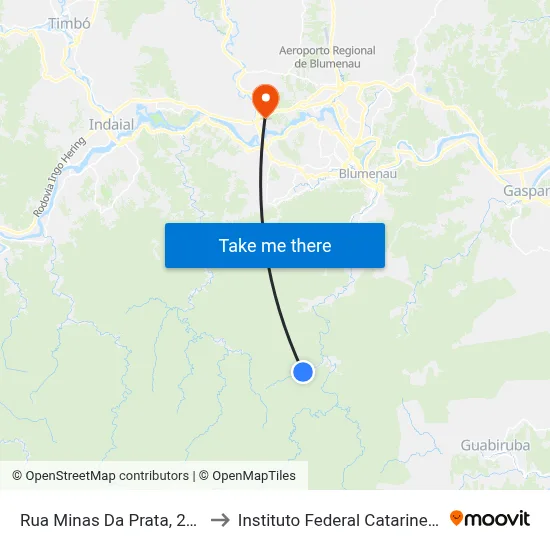 Rua Minas Da Prata, 2117 to Instituto Federal Catarinense map
