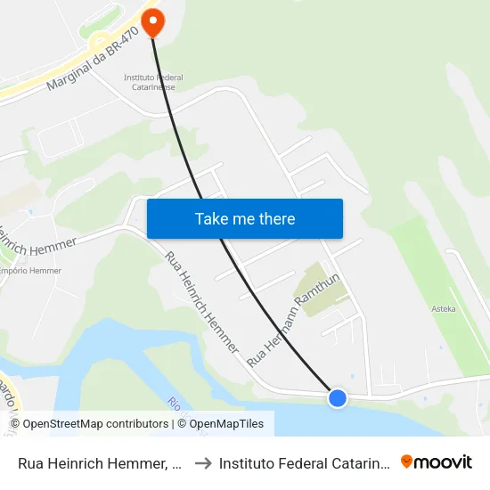 Rua Heinrich Hemmer, 2019 to Instituto Federal Catarinense map
