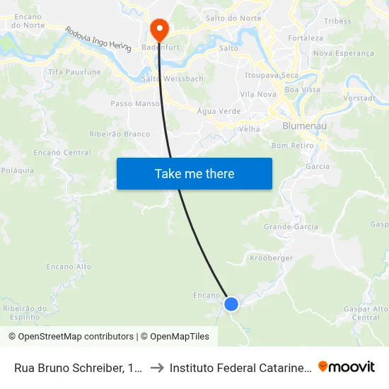 Rua Bruno Schreiber, 1939 to Instituto Federal Catarinense map