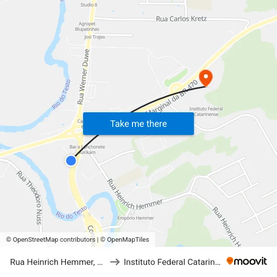 Rua Heinrich Hemmer, 3151 to Instituto Federal Catarinense map