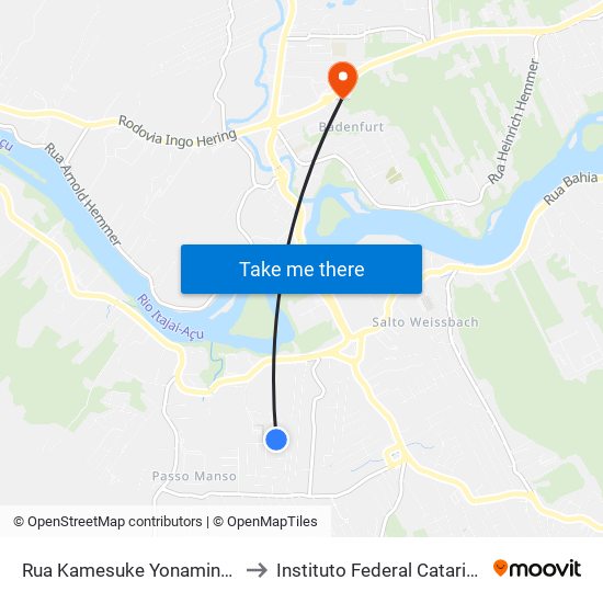 Rua Kamesuke Yonamine, 419 to Instituto Federal Catarinense map
