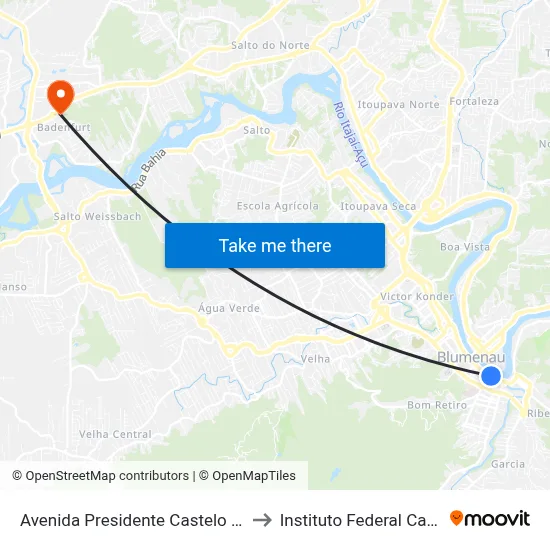 Avenida Presidente Castelo Branco, 504 to Instituto Federal Catarinense map