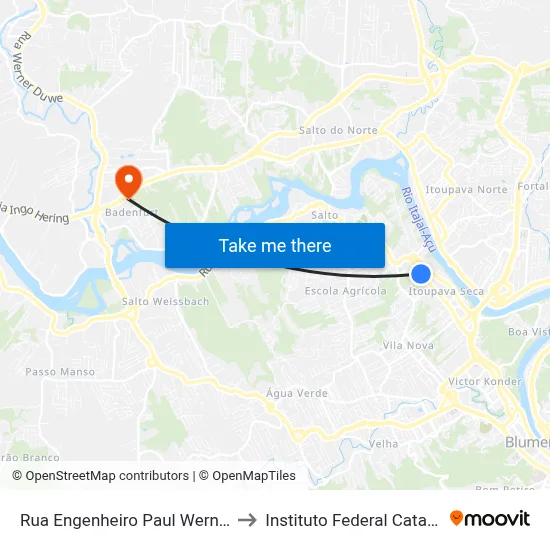 Rua Engenheiro Paul Werner, 1433 to Instituto Federal Catarinense map