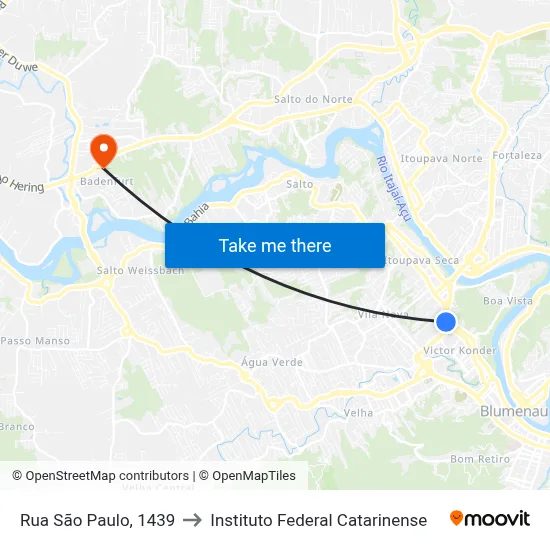 Rua São Paulo, 1439 to Instituto Federal Catarinense map