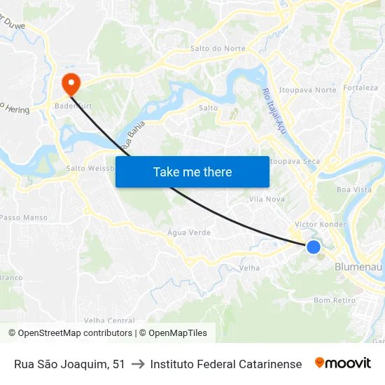 Rua São Joaquim, 51 to Instituto Federal Catarinense map