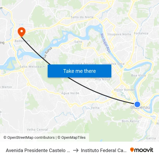 Avenida Presidente Castelo Branco, 846 to Instituto Federal Catarinense map