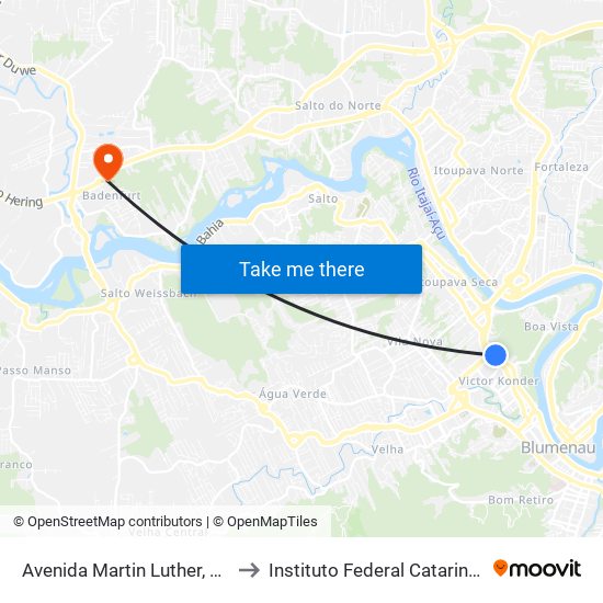 Avenida Martin Luther, 1127 to Instituto Federal Catarinense map