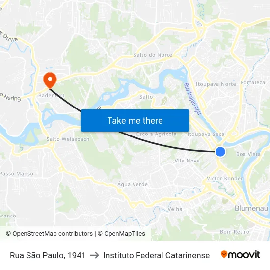 Rua São Paulo, 1941 to Instituto Federal Catarinense map