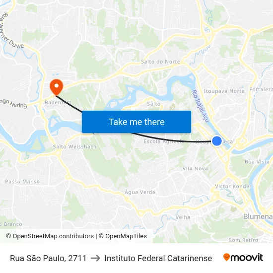 Rua São Paulo, 2711 to Instituto Federal Catarinense map