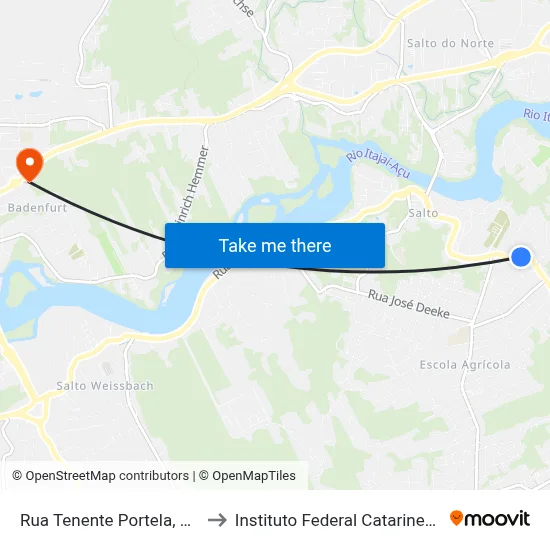 Rua Tenente Portela, 823 to Instituto Federal Catarinense map