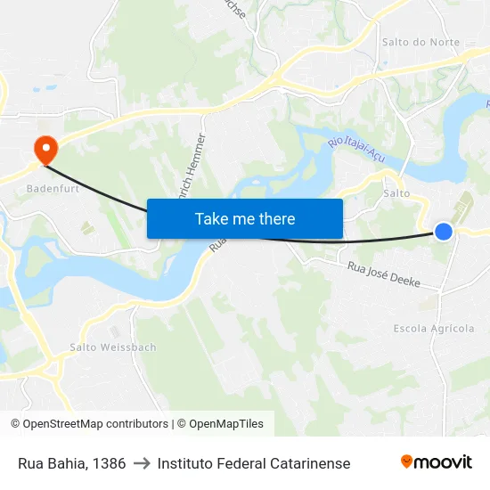 Rua Bahia, 1386 to Instituto Federal Catarinense map