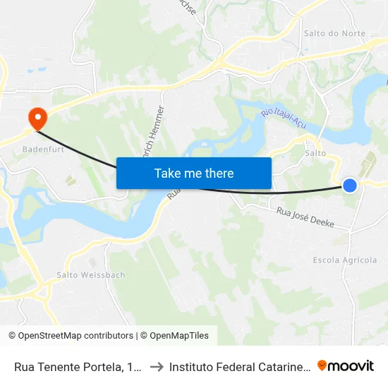 Rua Tenente Portela, 1375 to Instituto Federal Catarinense map