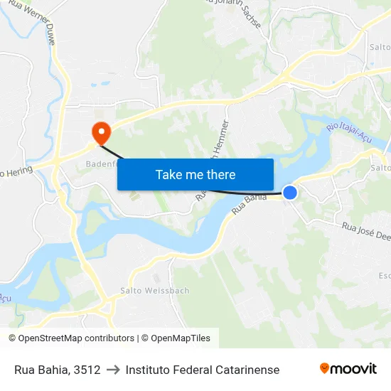Rua Bahia, 3512 to Instituto Federal Catarinense map