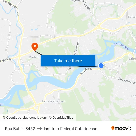Rua Bahia, 3452 to Instituto Federal Catarinense map