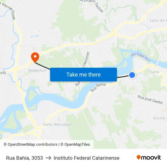 Rua Bahia, 3053 to Instituto Federal Catarinense map