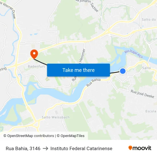 Rua Bahia, 3146 to Instituto Federal Catarinense map