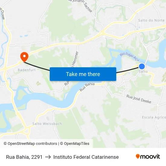 Rua Bahia, 2291 to Instituto Federal Catarinense map