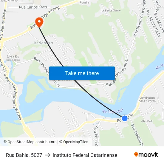Rua Bahia, 5027 to Instituto Federal Catarinense map