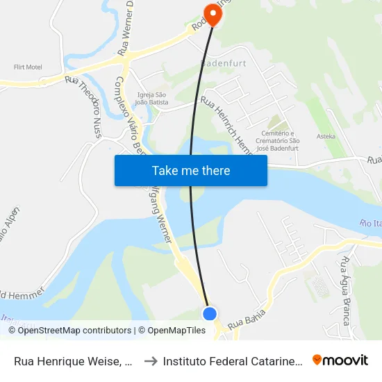 Rua Henrique Weise, 308 to Instituto Federal Catarinense map