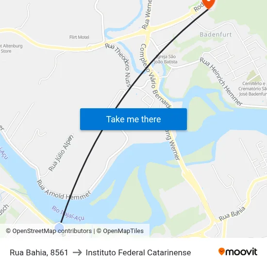 Rua Bahia, 8561 to Instituto Federal Catarinense map