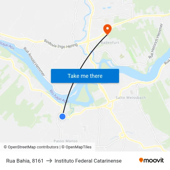 Rua Bahia, 8161 to Instituto Federal Catarinense map