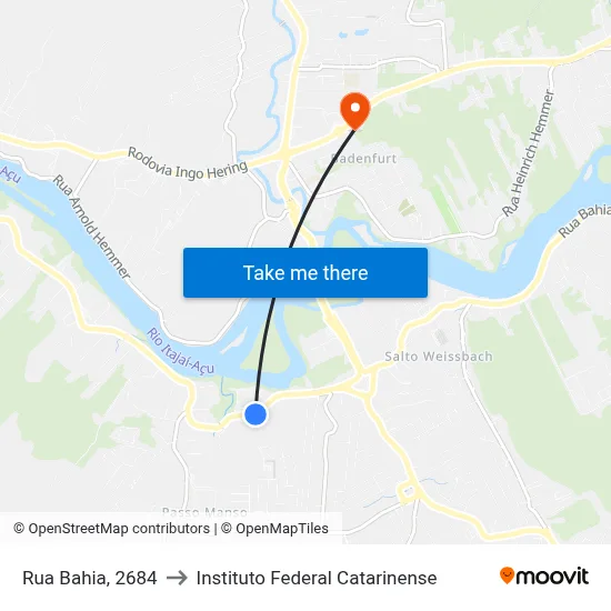 Rua Bahia, 2684 to Instituto Federal Catarinense map