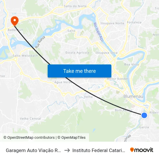 Garagem Auto Viação Rainha to Instituto Federal Catarinense map