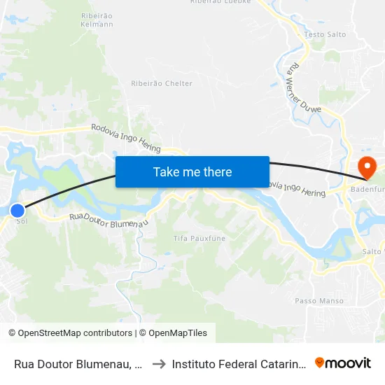 Rua Doutor Blumenau, 1284 to Instituto Federal Catarinense map