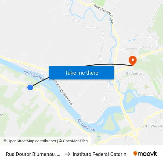 Rua Doutor Blumenau, 3838 to Instituto Federal Catarinense map
