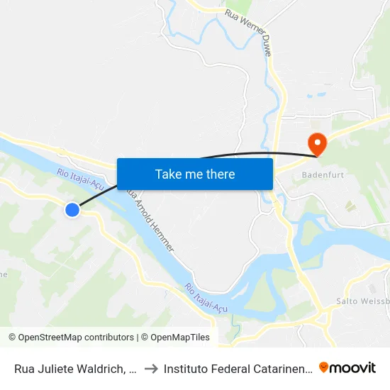 Rua Juliete Waldrich, 23 to Instituto Federal Catarinense map